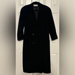 Vintage Jones New York 100% Wool Double-Breasted Long Coat Black Large